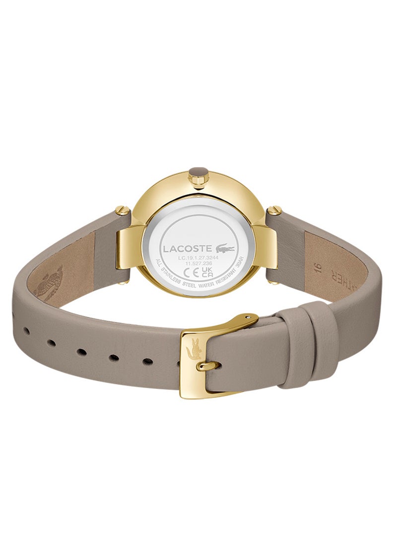 Women's Analog Round Shape Leather Wrist Watch 2001334 - 30 Mm
