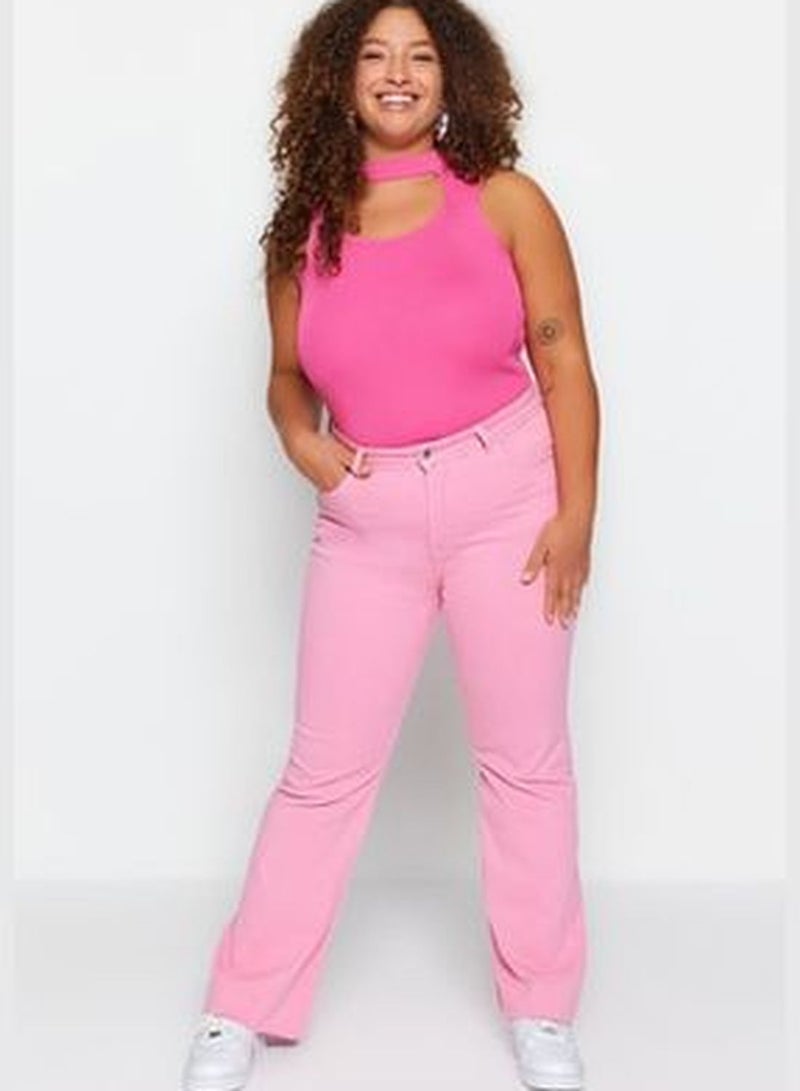 Pink Cutaway Spanish Fit Denim Jeans