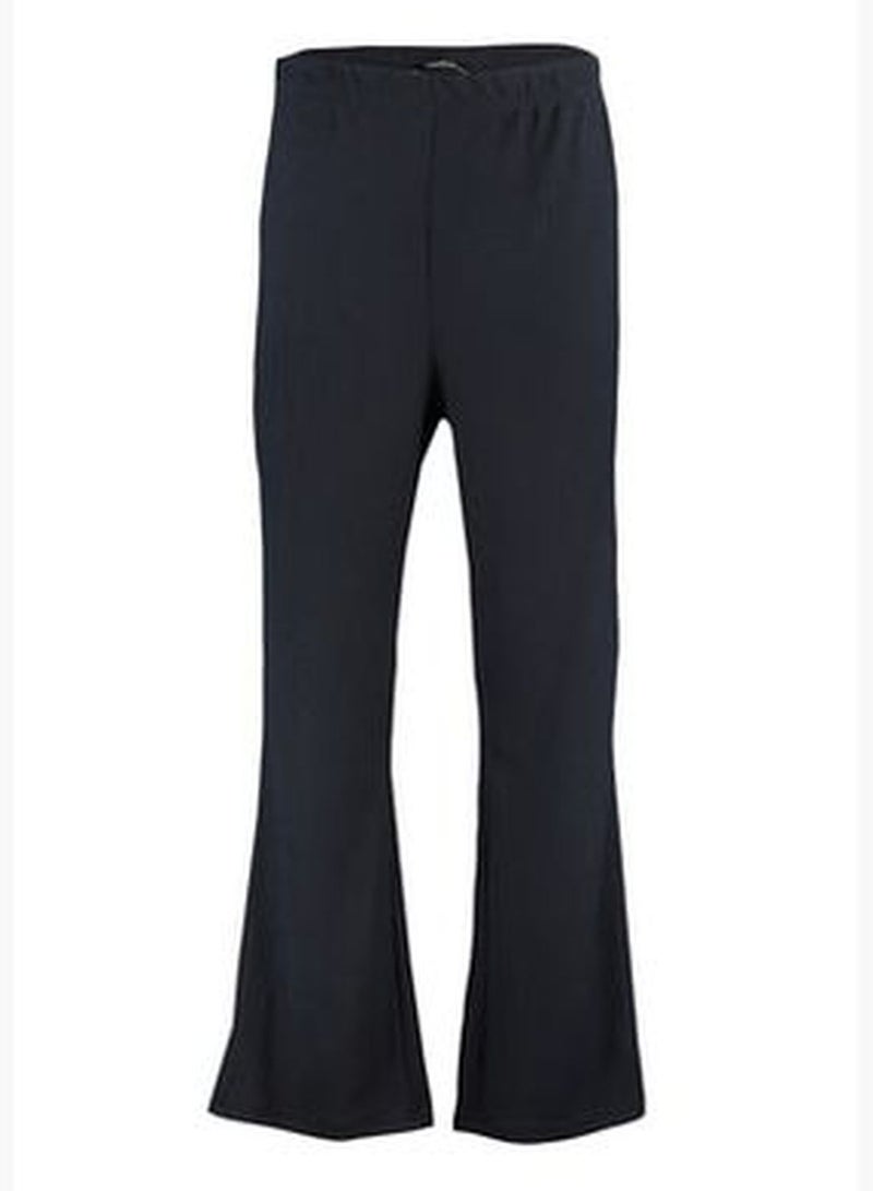 Navy Blue High Waist Spanish Leg Knitted Pants