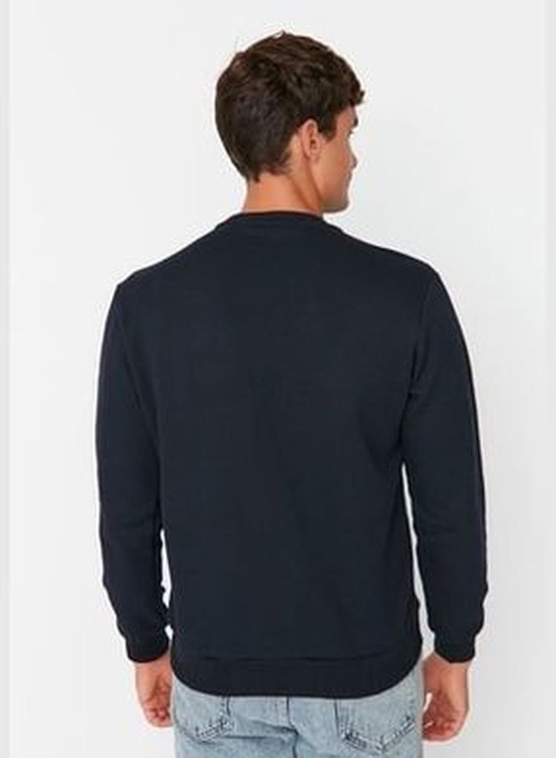 Navy Blue Men's Regular Fit Crewneck Sweatshirt.
