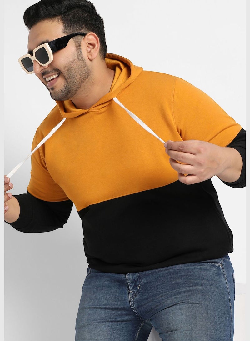 Colorblock Hooded Neck Long Sleeve Sweatshirt