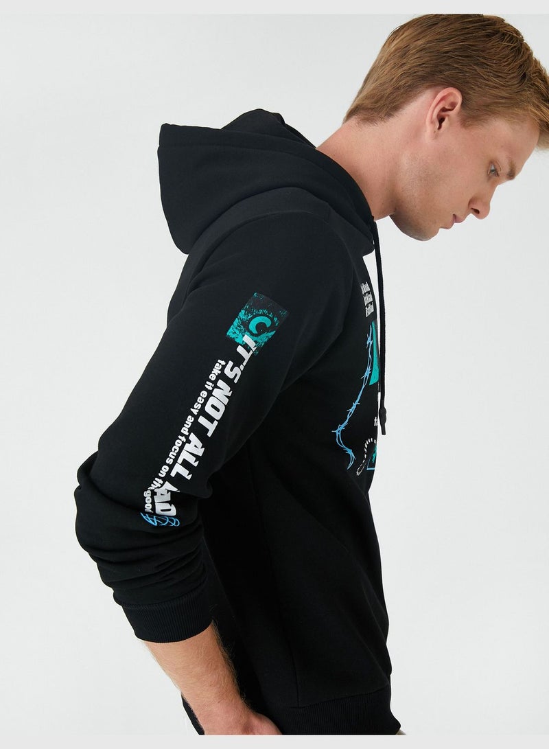 Printed Hoodie Long Sleeve