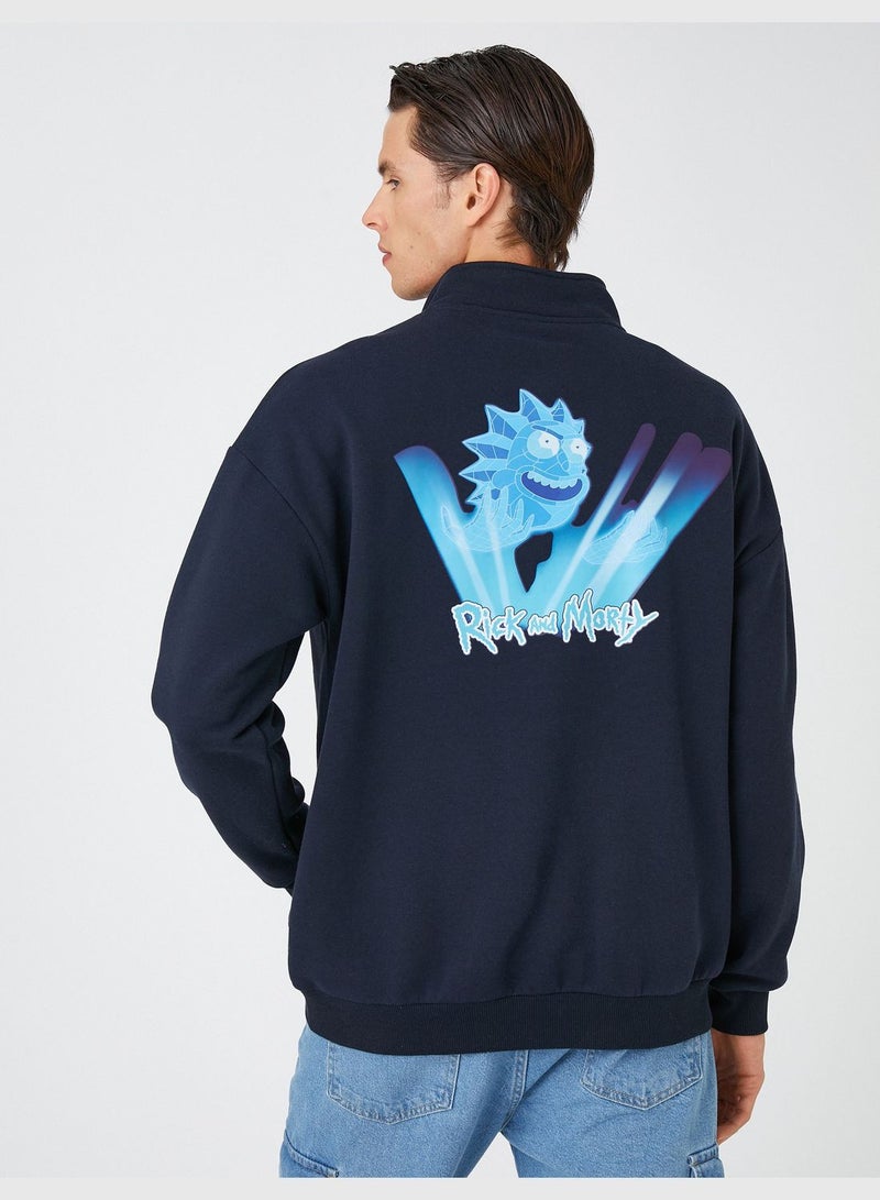 Rick and Morty Sweatshirt High Neck Licensed Printed