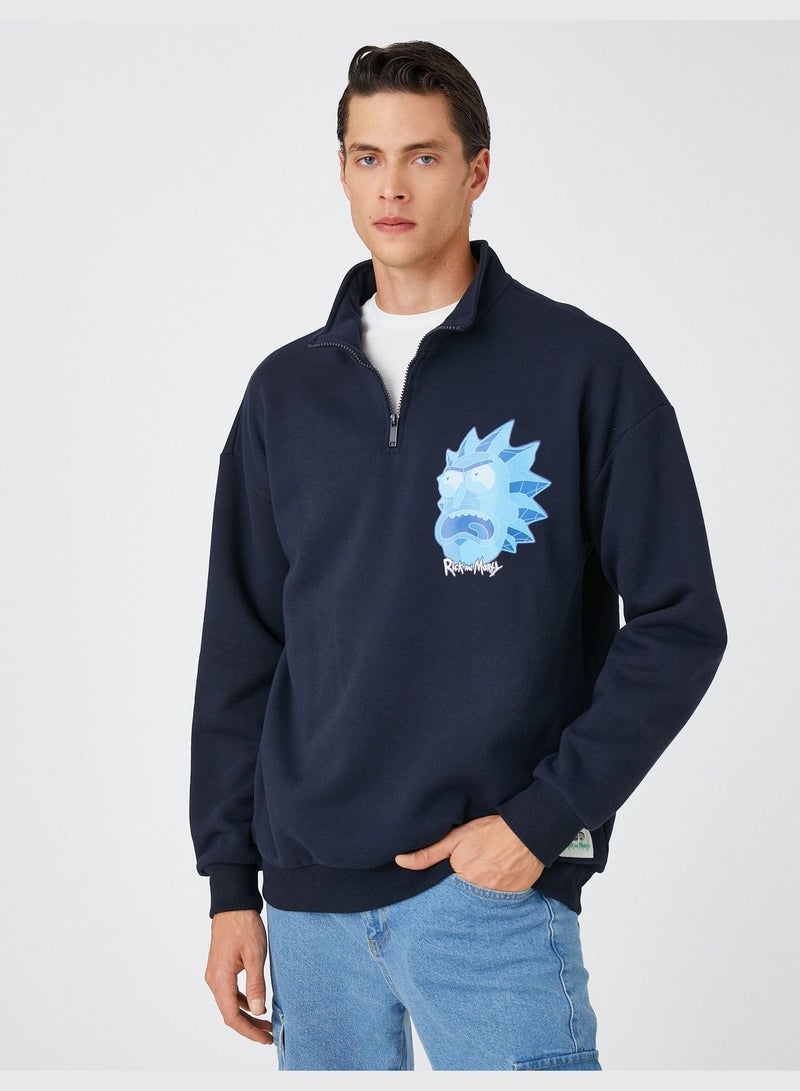 Rick and Morty Sweatshirt High Neck Licensed Printed