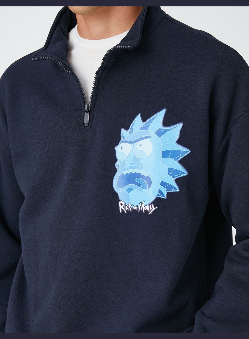 Rick and Morty Sweatshirt High Neck Licensed Printed