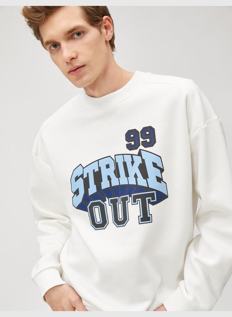 Varsity Oversized Sweatshirt Printed Crew Neck Long Sleeve