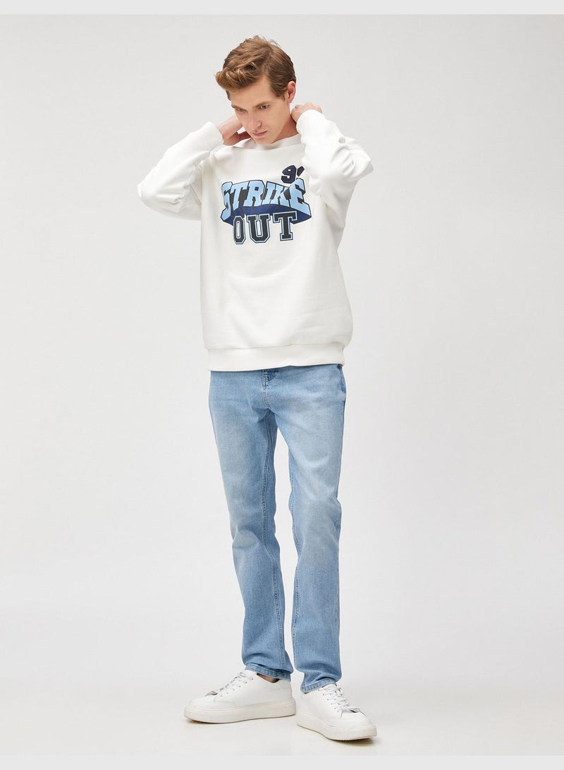 Varsity Oversized Sweatshirt Printed Crew Neck Long Sleeve