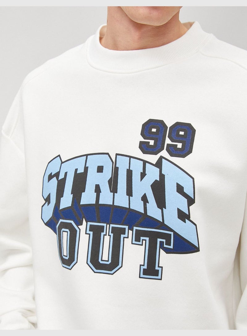Varsity Oversized Sweatshirt Printed Crew Neck Long Sleeve