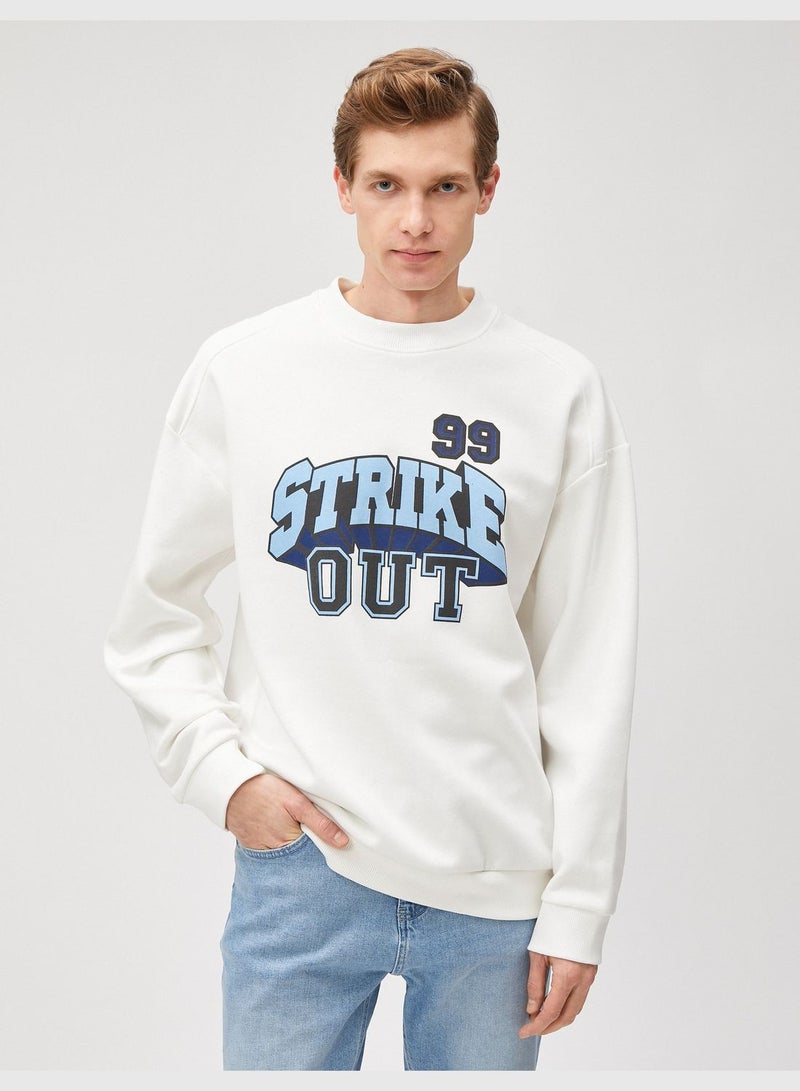 Varsity Oversized Sweatshirt Printed Crew Neck Long Sleeve