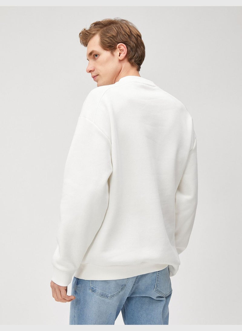 Varsity Oversized Sweatshirt Printed Crew Neck Long Sleeve