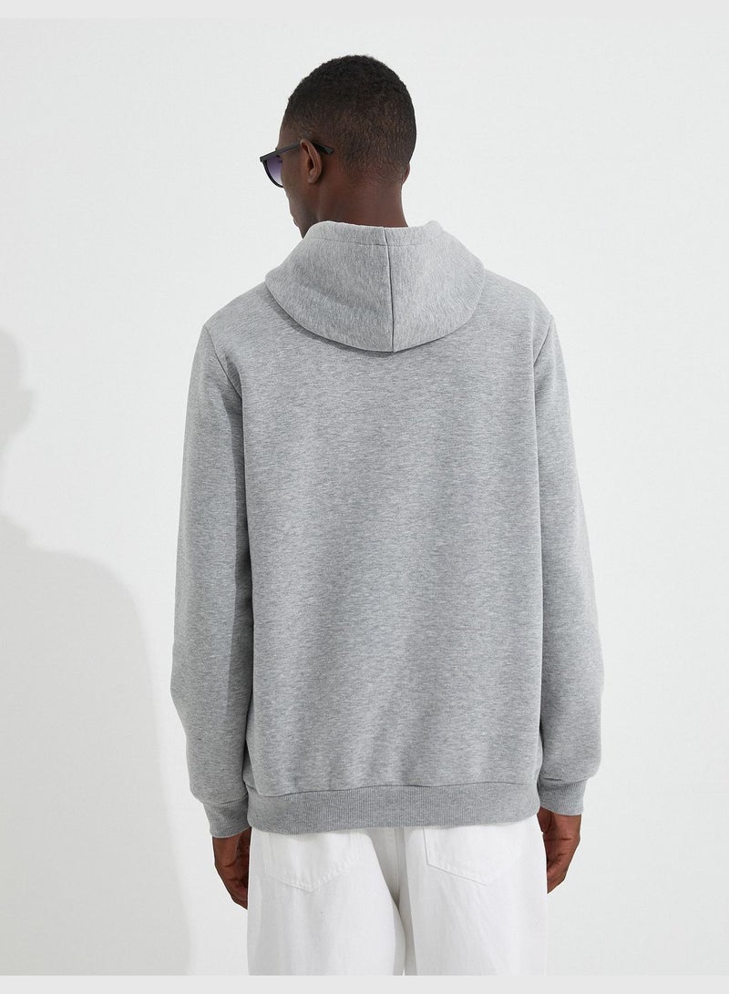 Basic Hoodie Slogan Printed Long Sleeve
