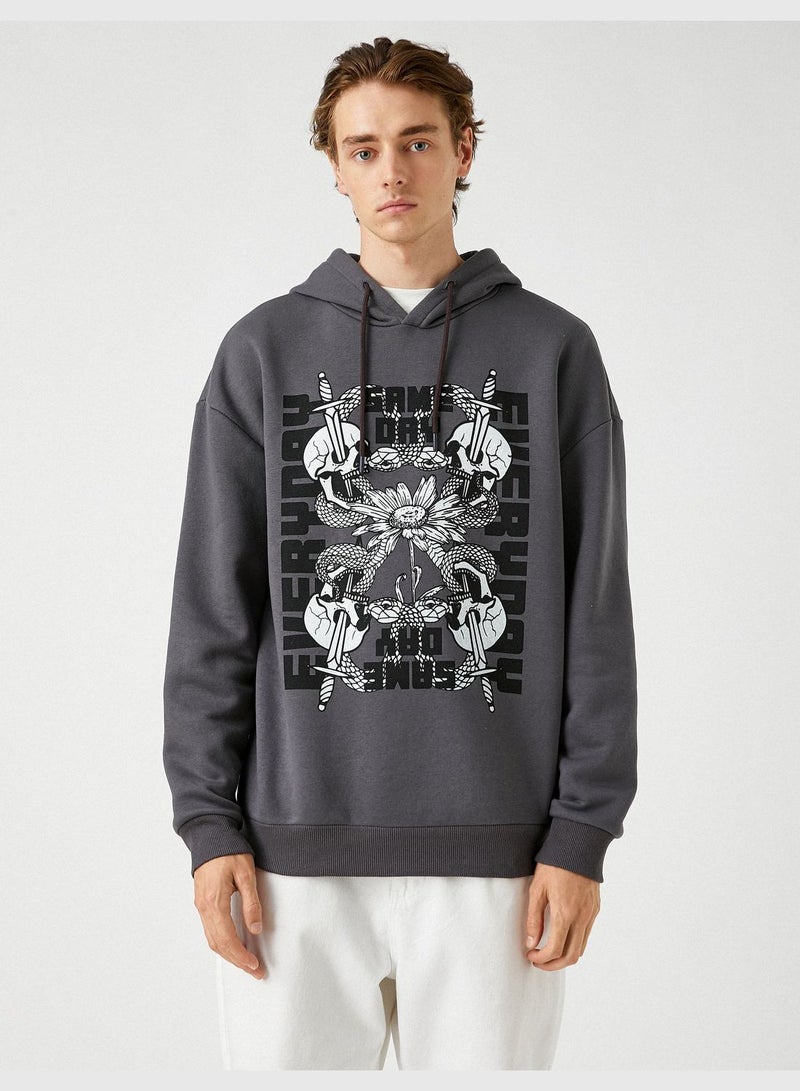 Oversized Sweatshirt Skull Printed