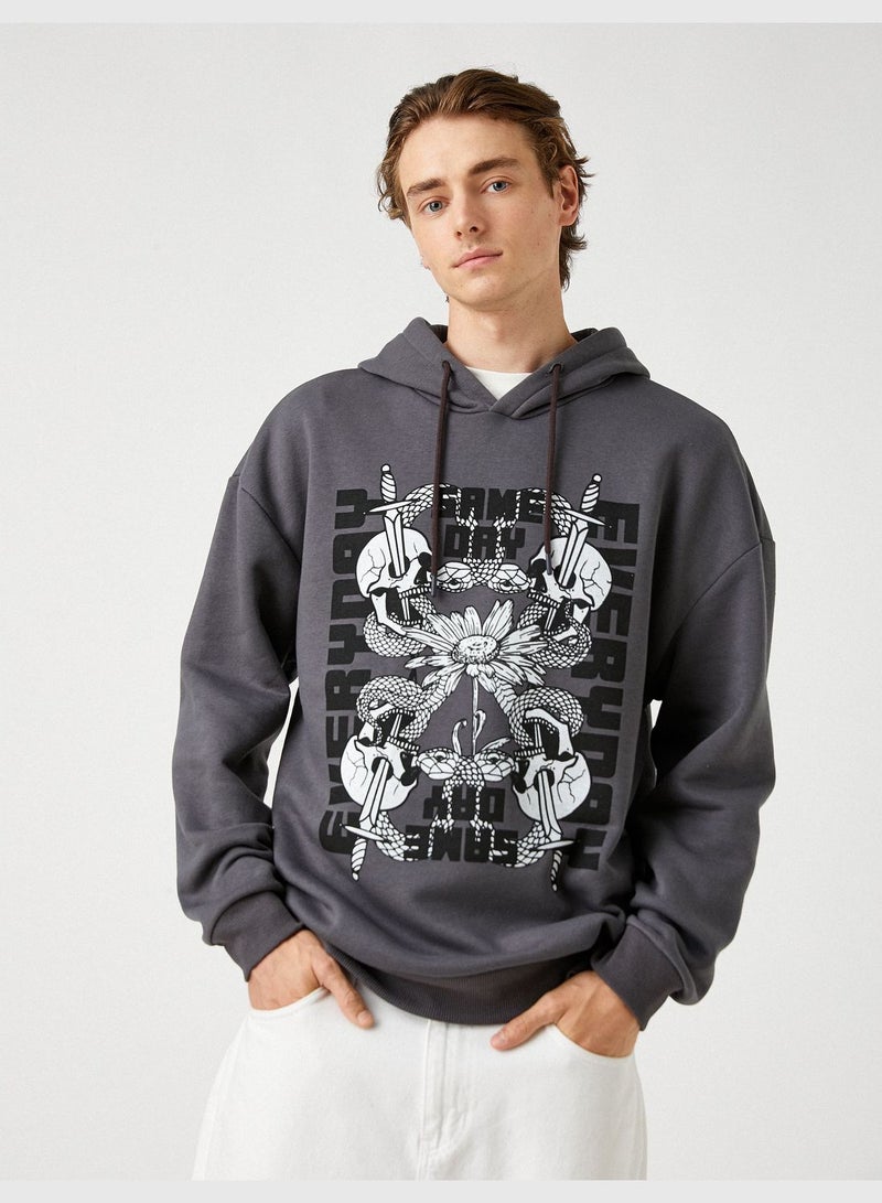 Oversized Sweatshirt Skull Printed