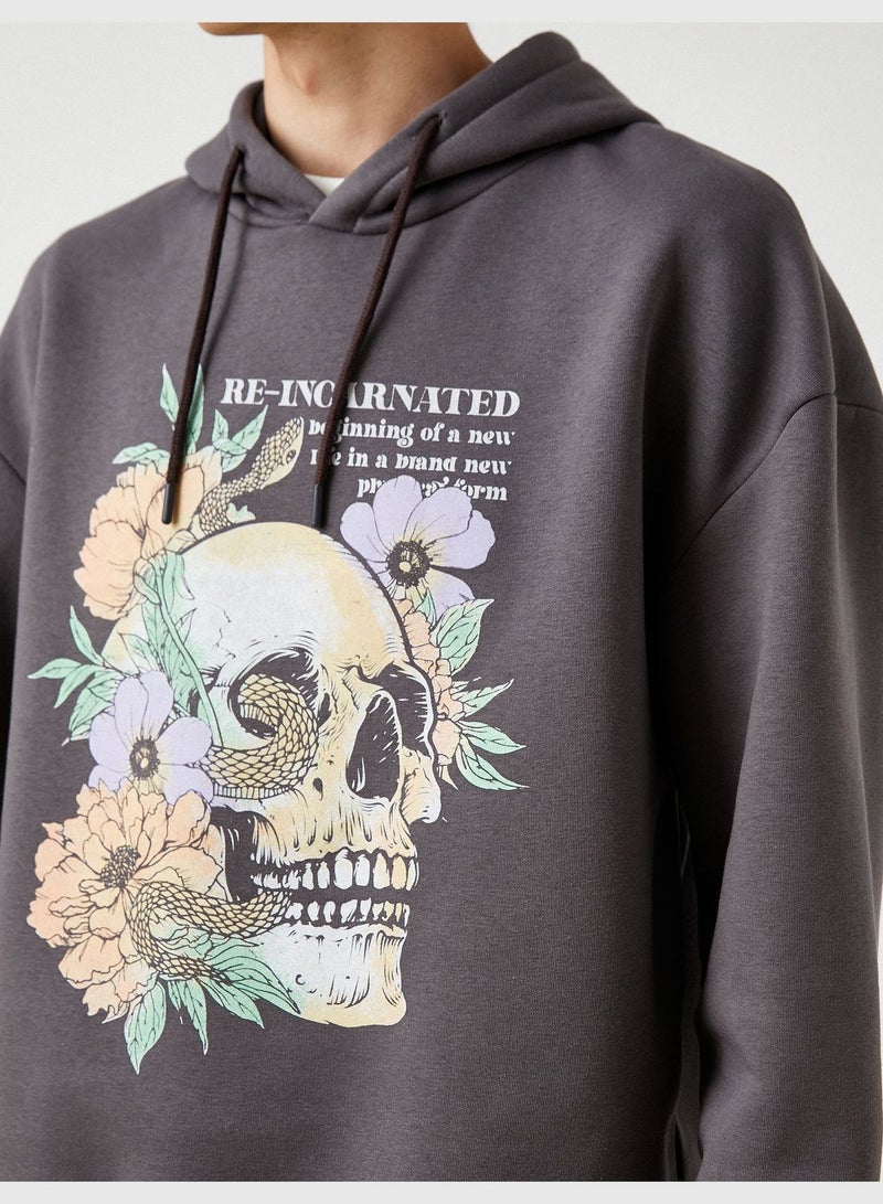 Oversized Hoodie Skull Printed