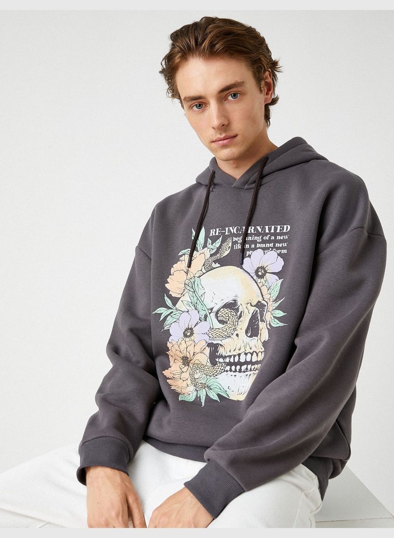 Oversized Hoodie Skull Printed