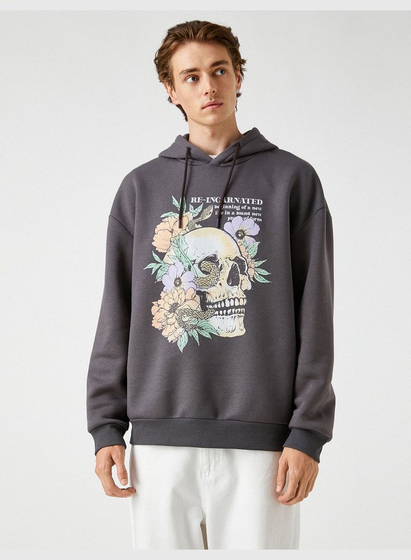 Oversized Hoodie Skull Printed