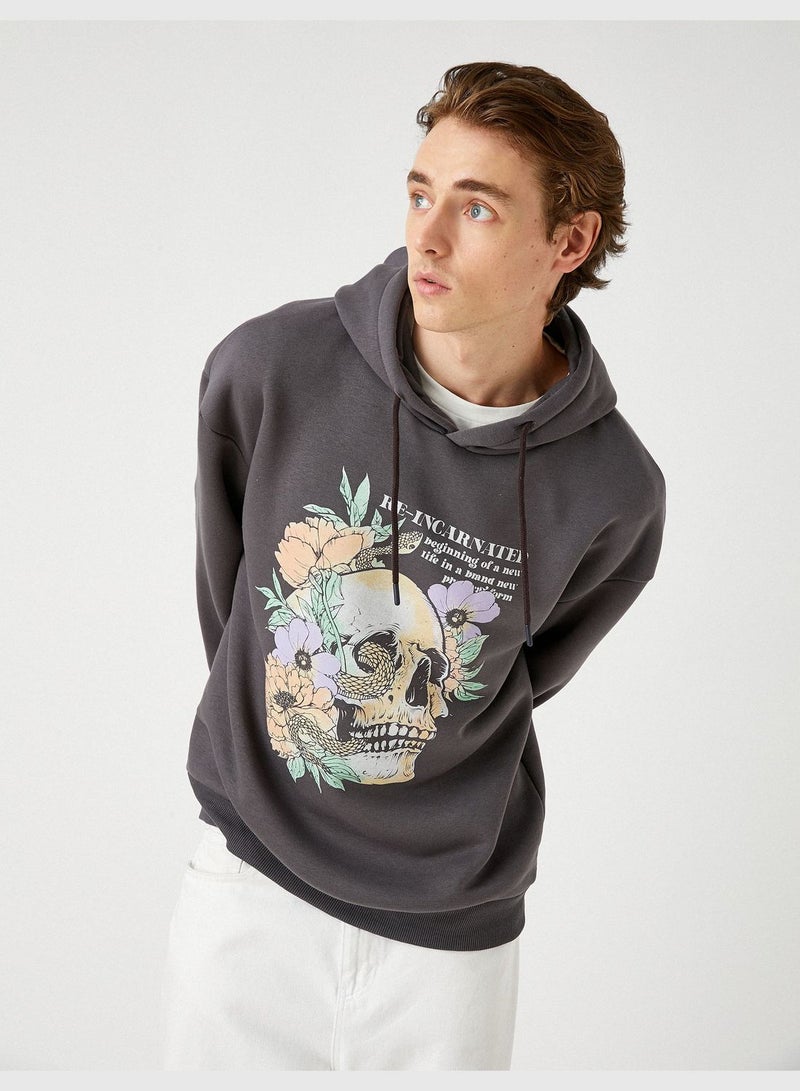 Oversized Hoodie Skull Printed