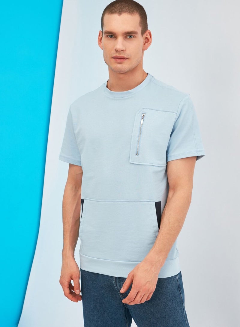 Zip Pocket Short Sleeve Sweatshirt