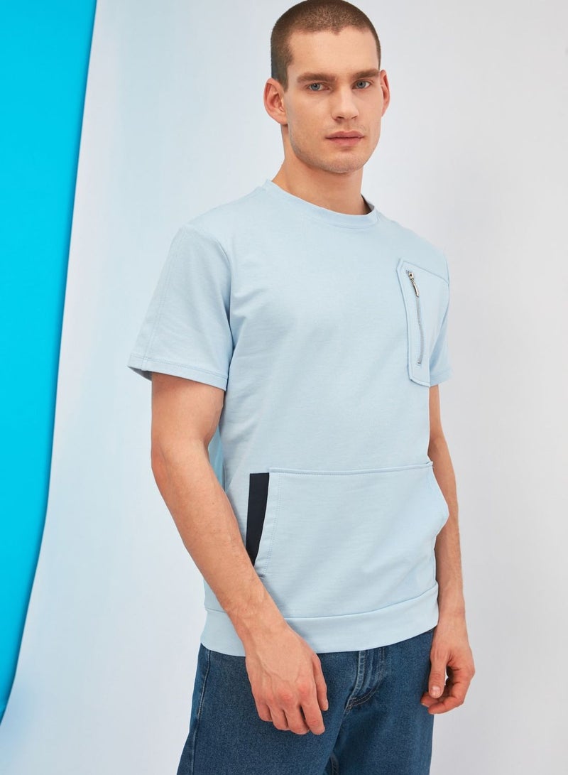 Zip Pocket Short Sleeve Sweatshirt