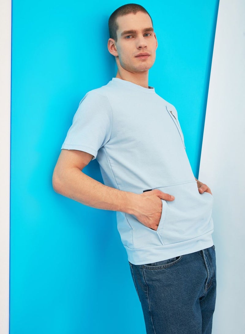 Zip Pocket Short Sleeve Sweatshirt