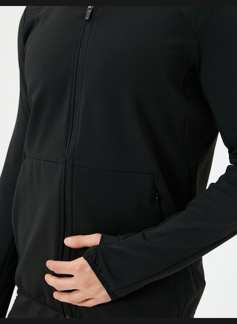 Zipper Detail Hooded Sport Sweat