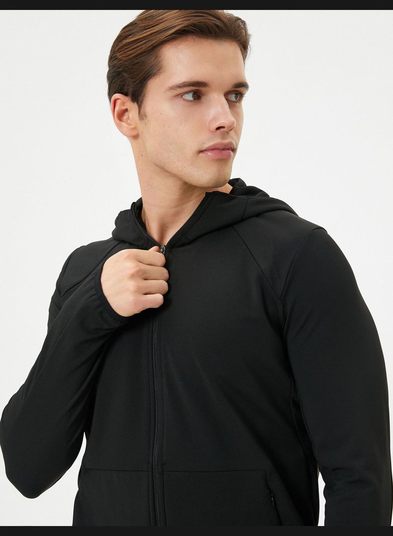 Zipper Detail Hooded Sport Sweat