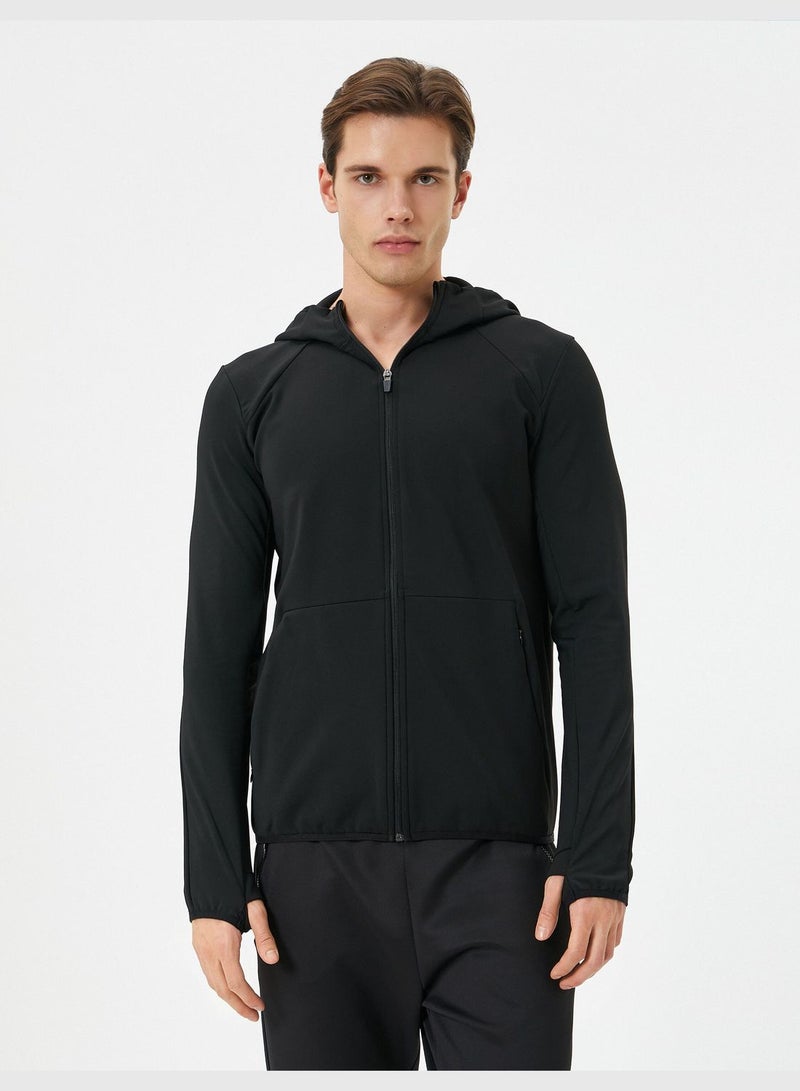 Zipper Detail Hooded Sport Sweat