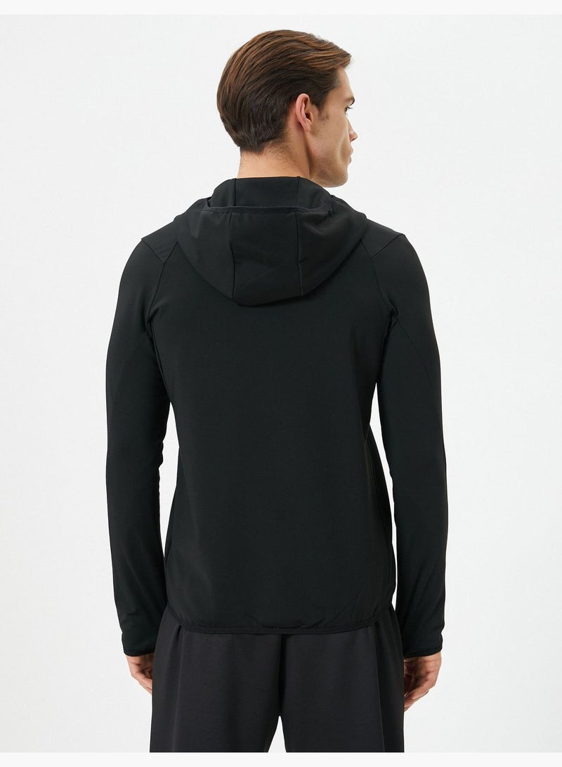 Zipper Detail Hooded Sport Sweat