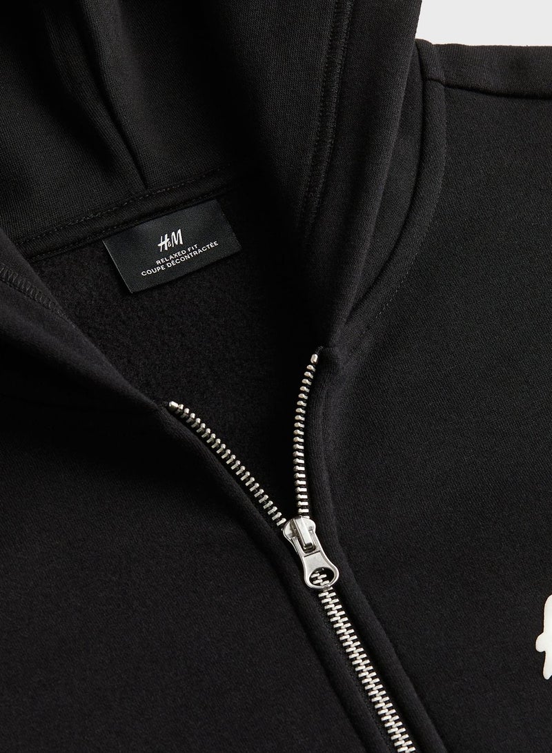 Relaxed Fit Zip-Through Hoodie