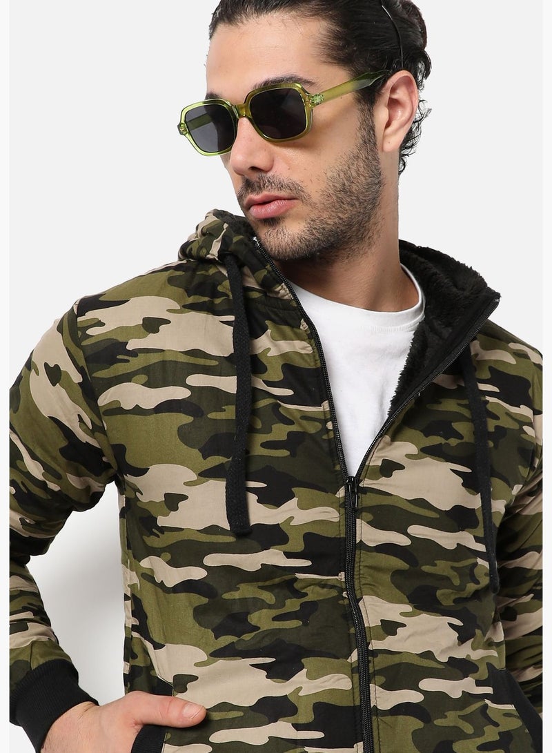 Men's Camouflage Regular Fit Cotton Jacket For Winter Wear