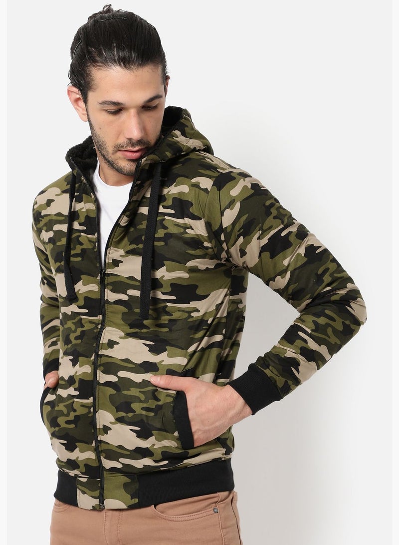 Men's Camouflage Regular Fit Cotton Jacket For Winter Wear