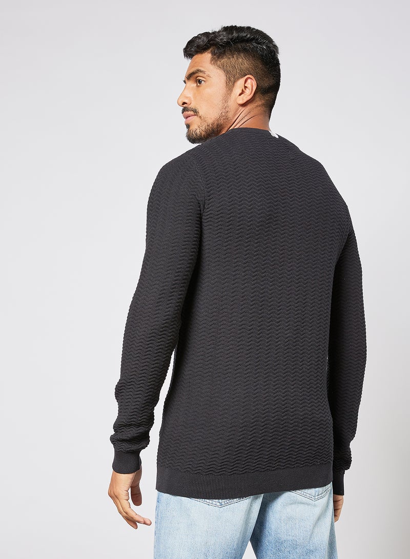 Knitted Crew Neck Sweater Black