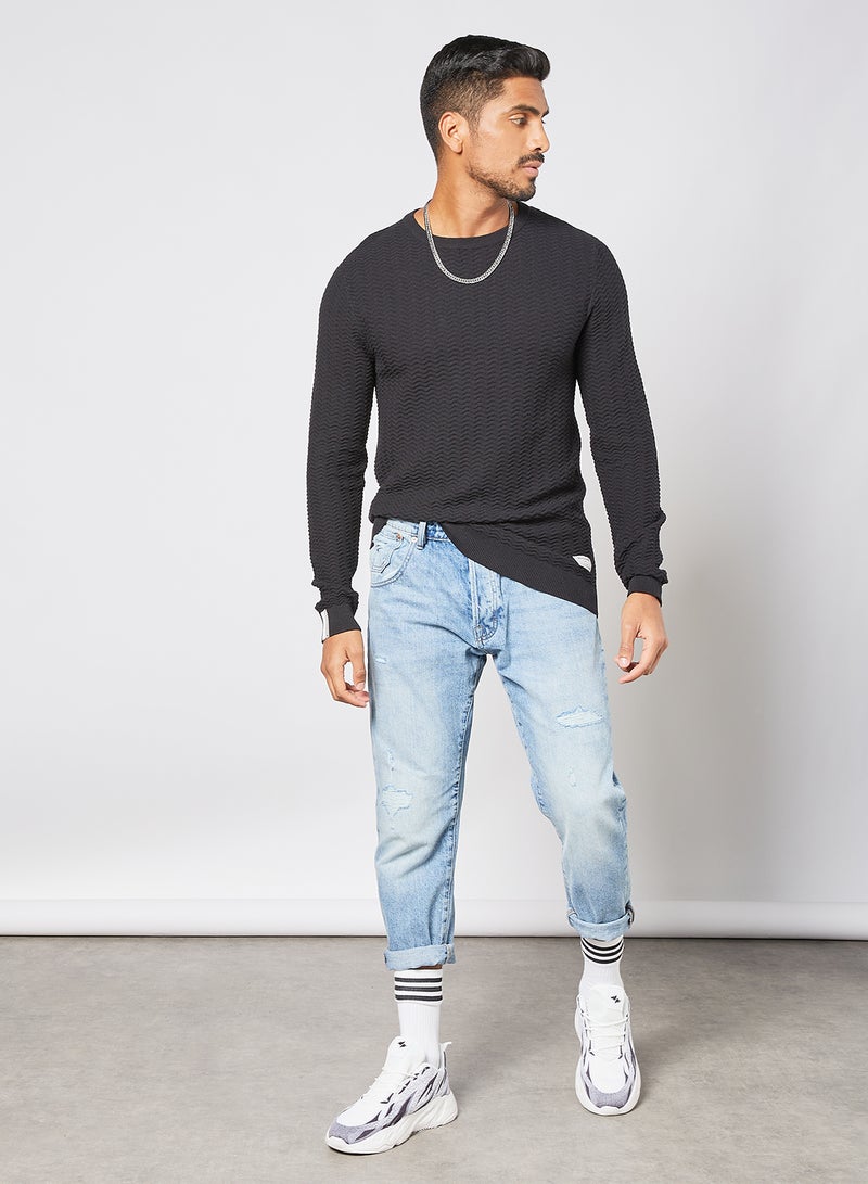 Knitted Crew Neck Sweater Black