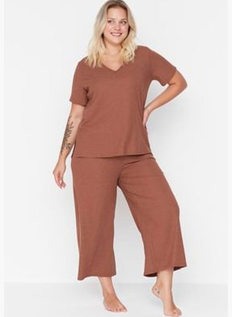 Brown Knitted Pajamas Set