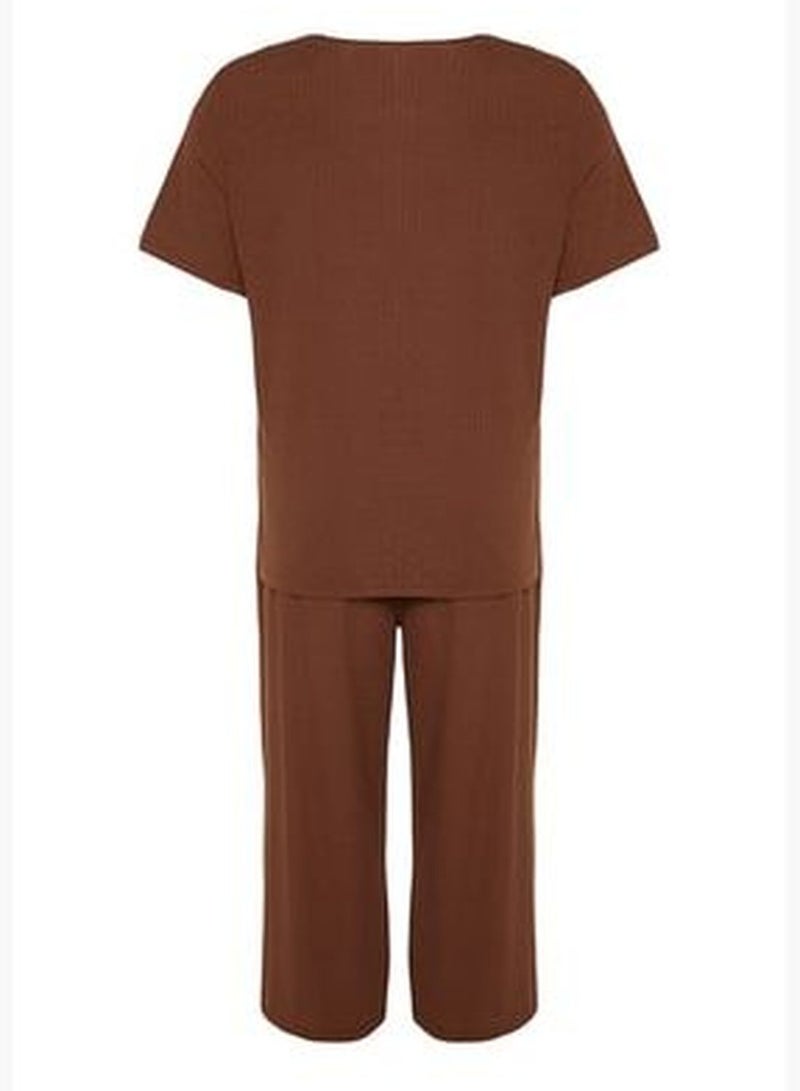 Brown Knitted Pajamas Set