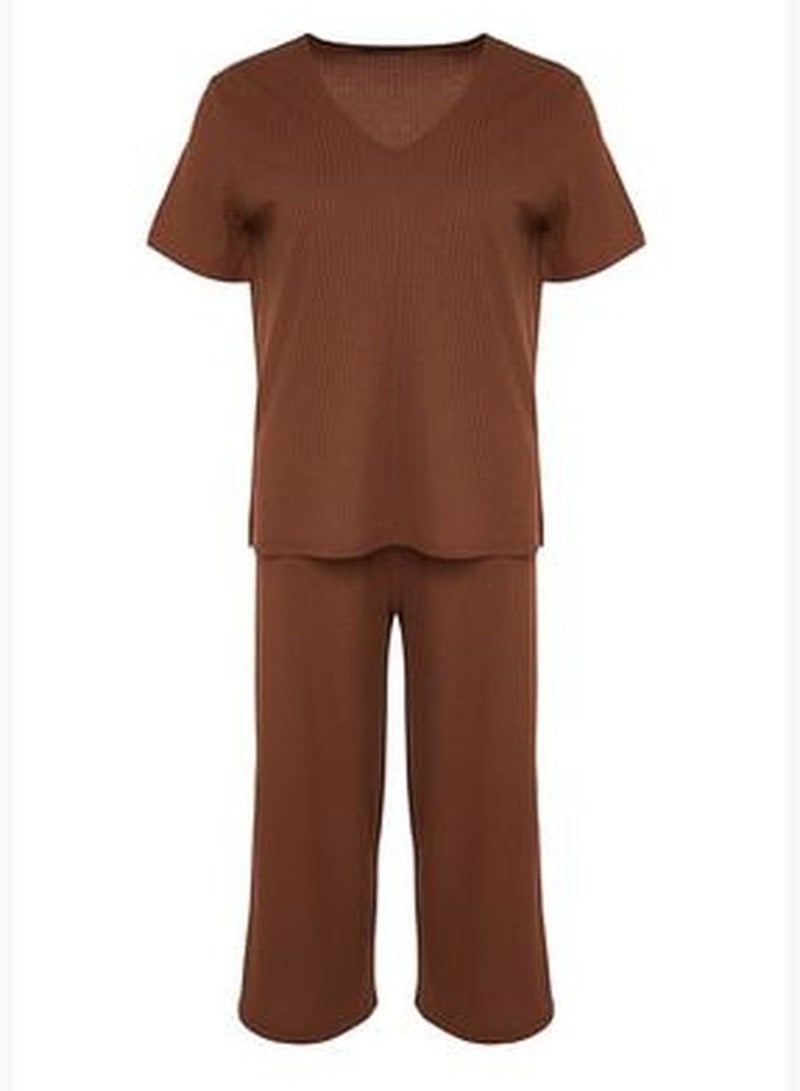 Brown Knitted Pajamas Set