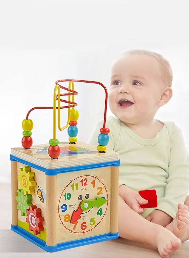 Activity Cube Center Toddlers' Montessori Wooden Toys 5 in 1 Learning Educational Toy