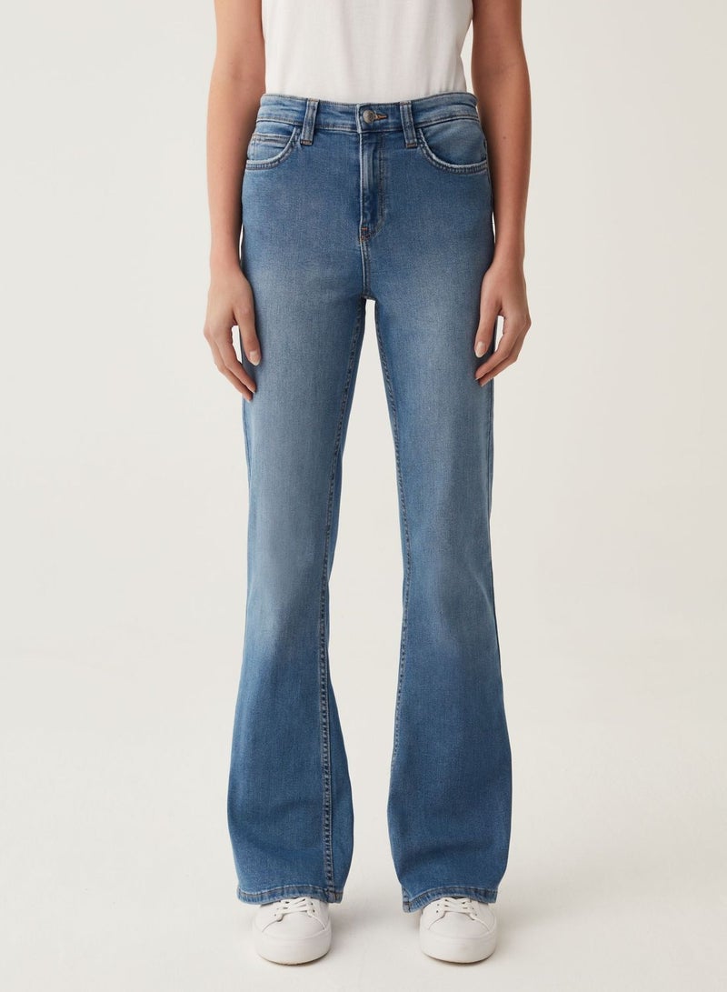 OVS Flare-Fit, High-Rise Jeans With Fading