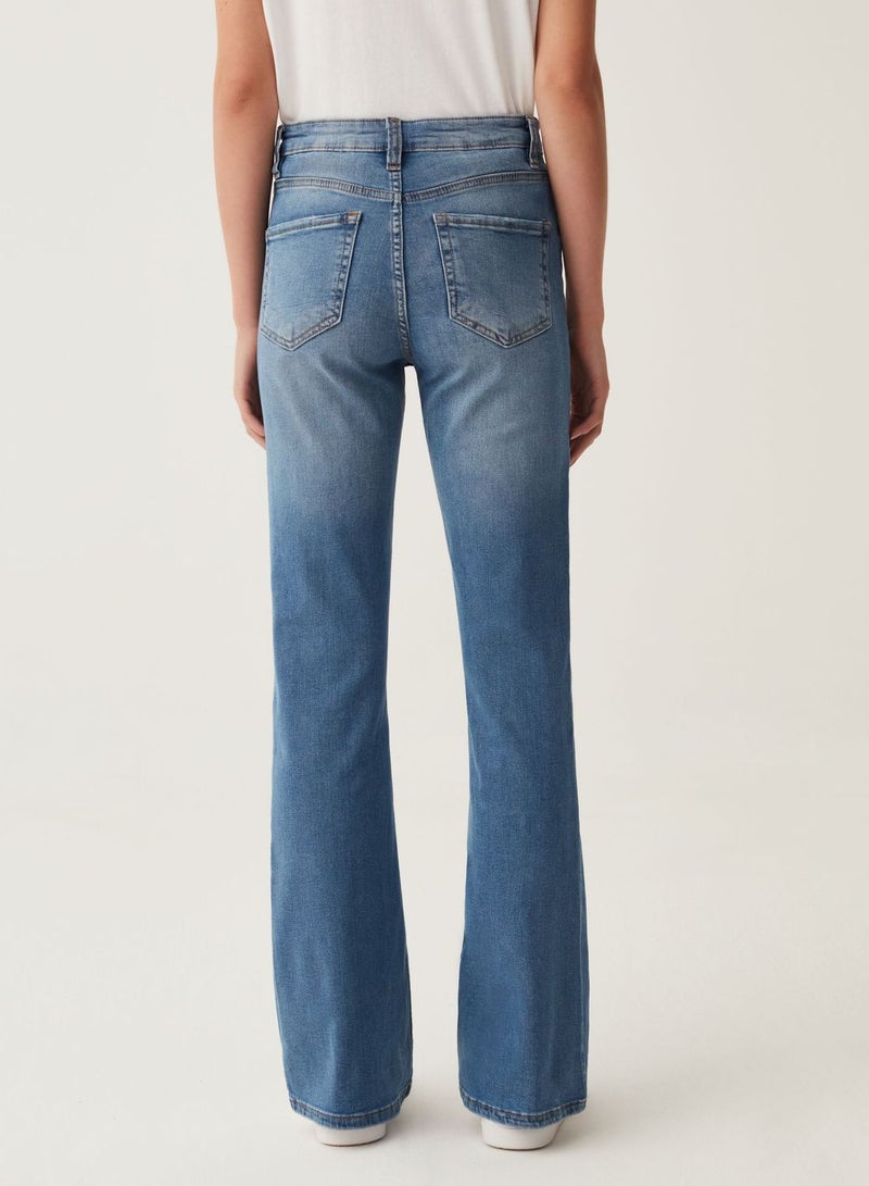 OVS Flare-Fit, High-Rise Jeans With Fading