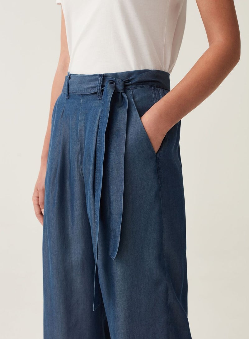 OVS Wide-Leg Cropped Jeans With Darts