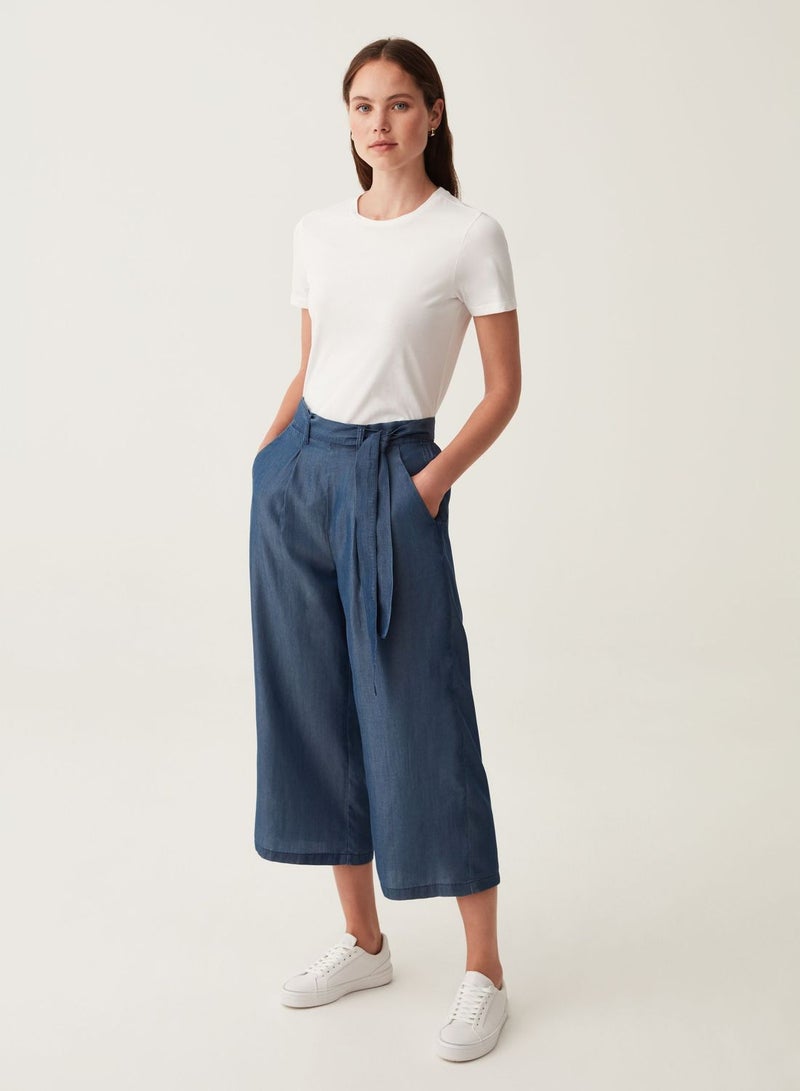 OVS Wide-Leg Cropped Jeans With Darts