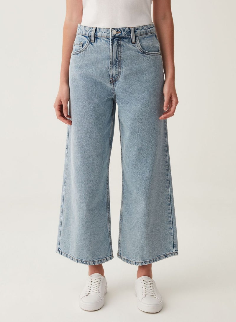 OVS Wide-Leg Acid-Wash Jeans