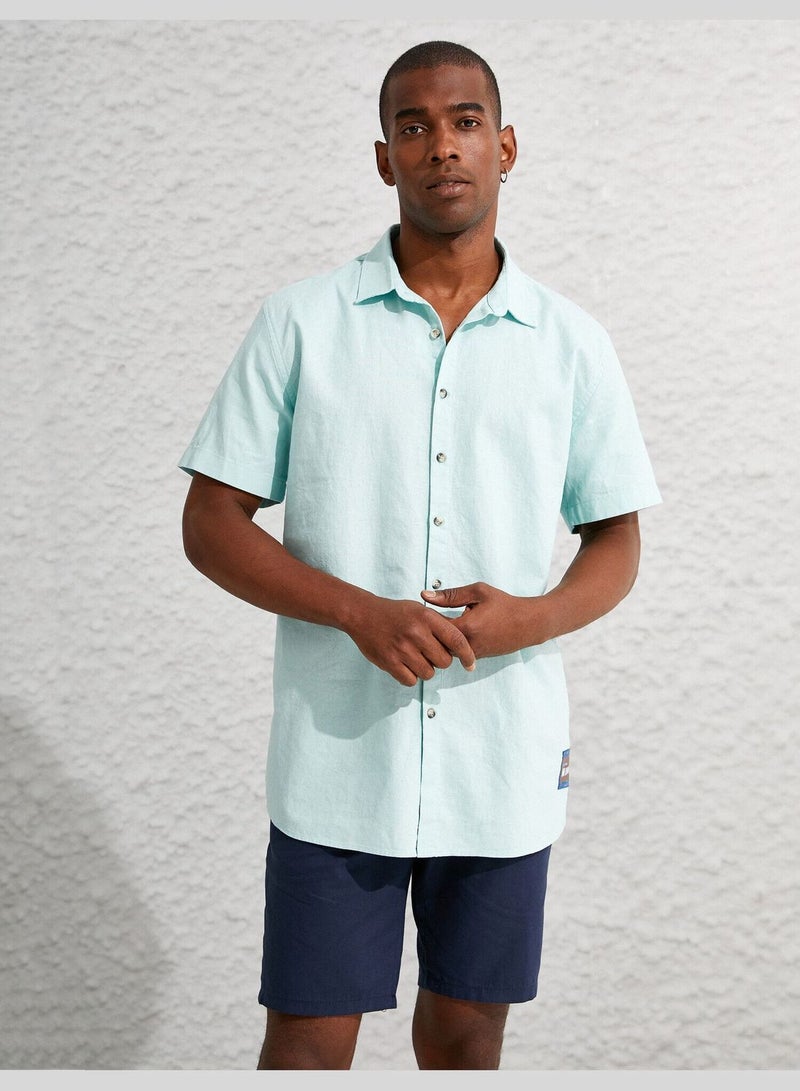 Basic Linen Blend Short Sleeve Shirt