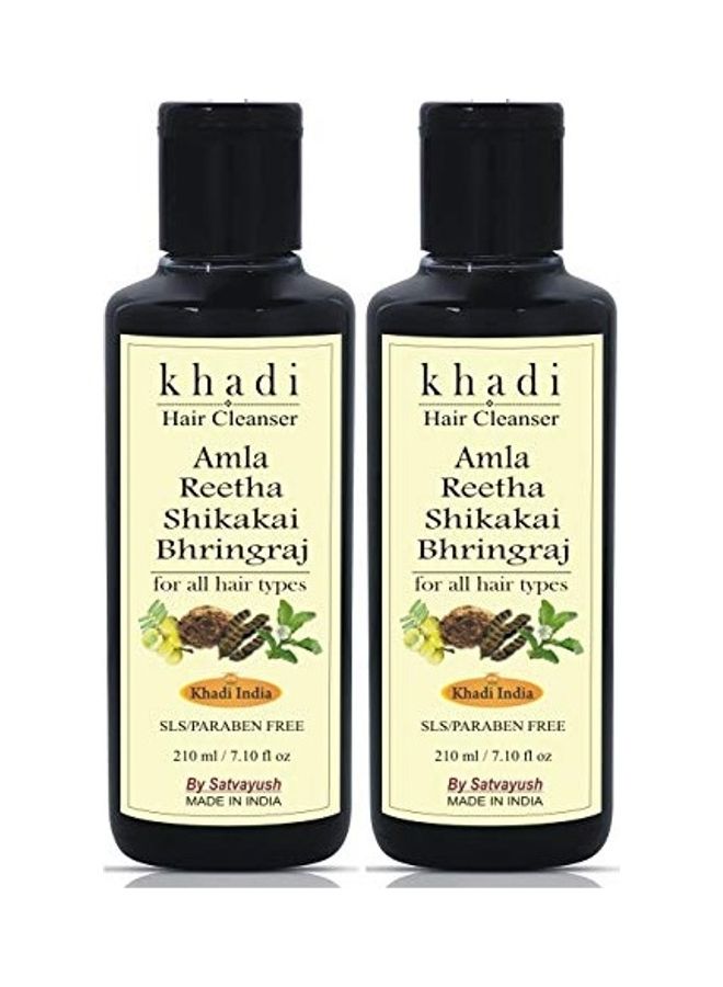 2-Piece Khadi Amla Reetha Shikakai Bhringraj SLS-Paraben Free Ayurvedic Shampoo Black 420ml