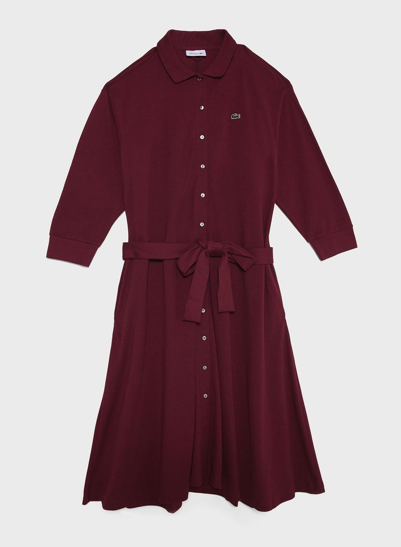 Button And Tie Detail Dress