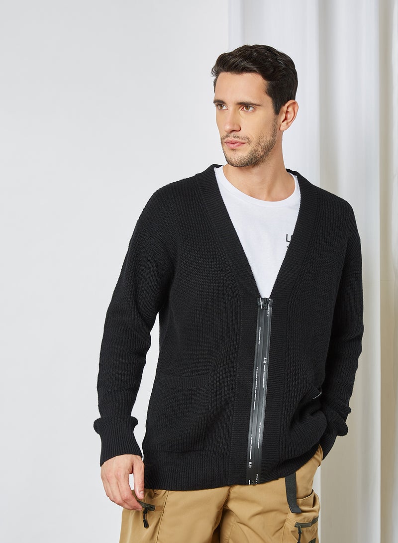 Zip Through Cardigan Black