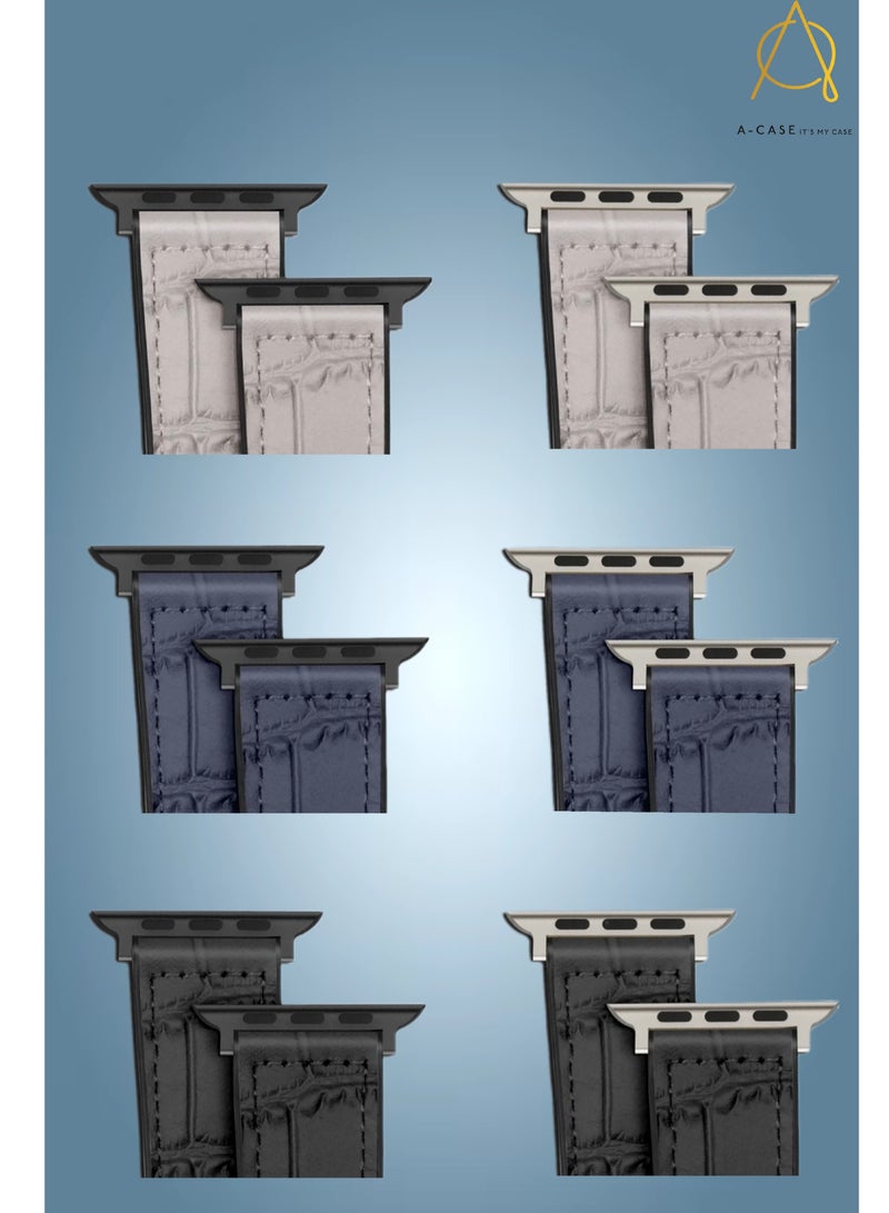 A-Case its My Case Javan Series Genuine Leather Band Compatible with Apple watch Series Ultra 1/2 .7.6.5.4.3.SE Sizes 42/44/45/49MM B - Black