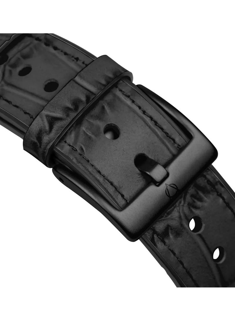 A-Case its My Case Javan Series Genuine Leather Band Compatible with Apple watch Series Ultra 1/2 .7.6.5.4.3.SE Sizes 42/44/45/49MM B - Black