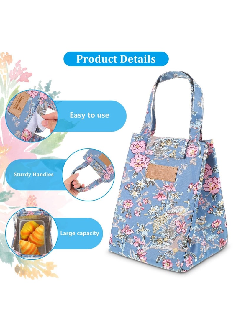 Lunch Bag for Women Men Kids Simple Insulated Lunch Box Reusable Lunch Boxes for School Work Travel (Flower)