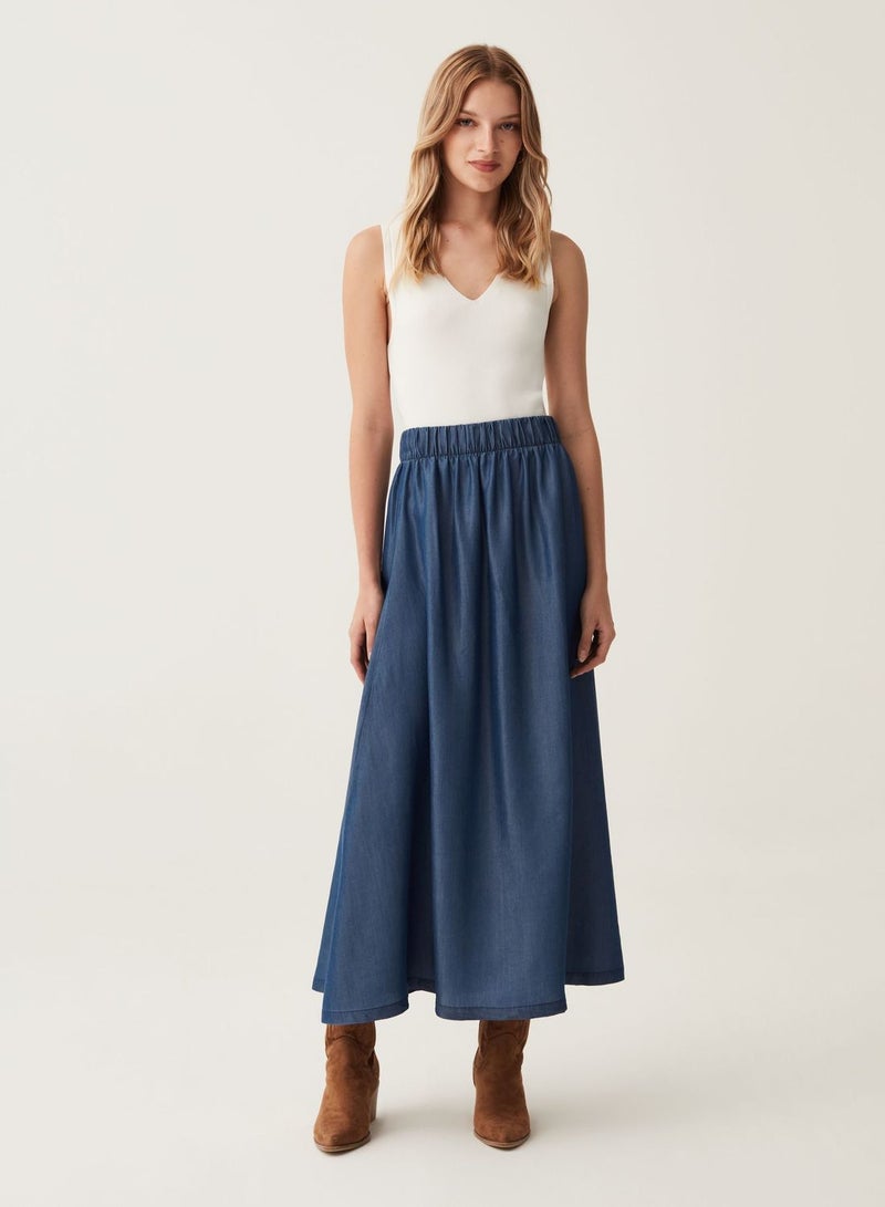 OVS Long Skirt With Denim Effect